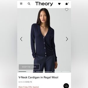Theory V-Neck Cardigan in Regal Wool